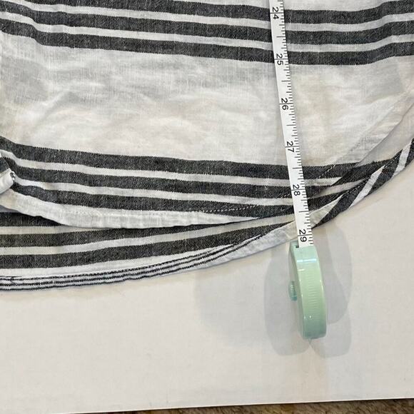 Old Navy Black & White Stripe Sleeveless Button Down Linen Tunic, Size L - Picture 11 of 12